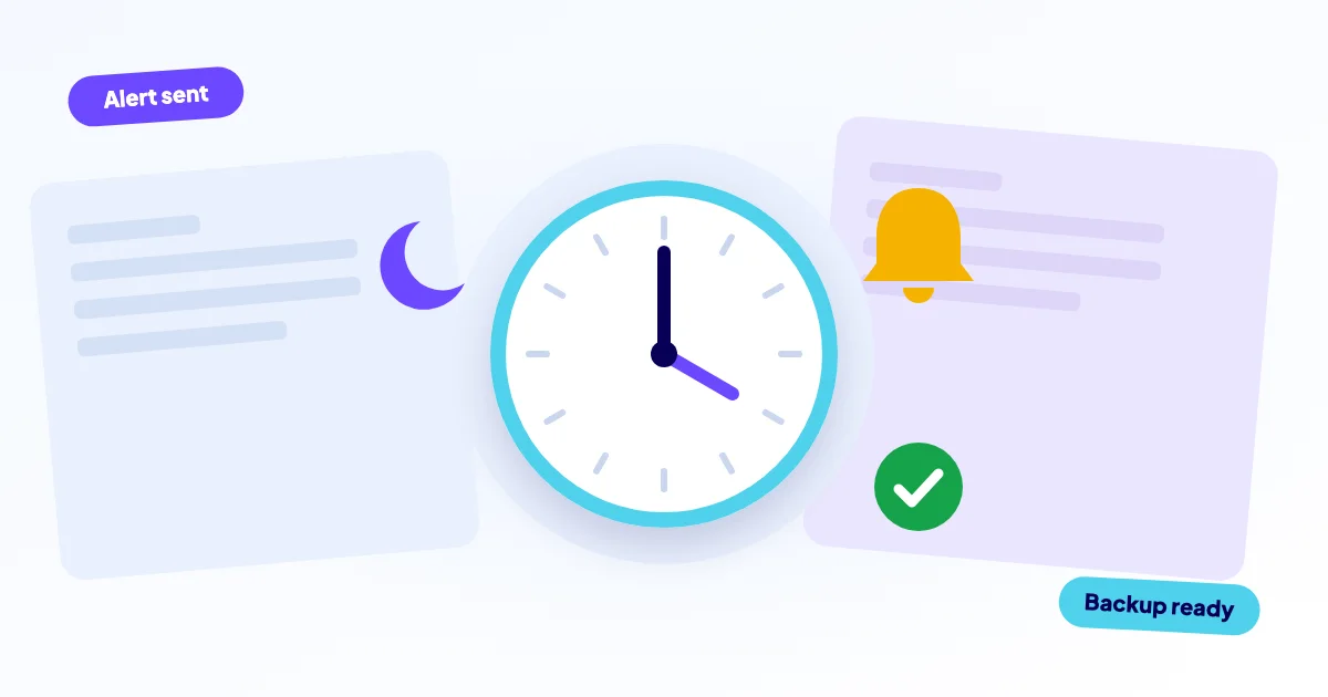 Clock with a bell and a moon representing round-the-clock checks