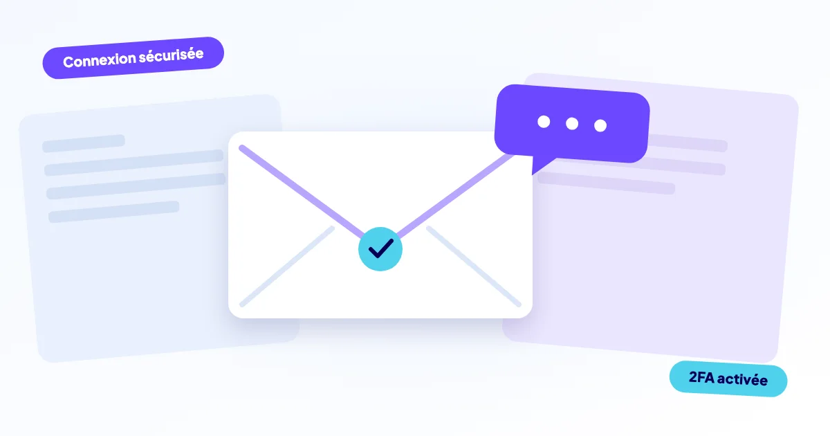 Illustration d’un e-mail d’hameçonnage avec une fausse page de connexion et un cadenas de double authentification