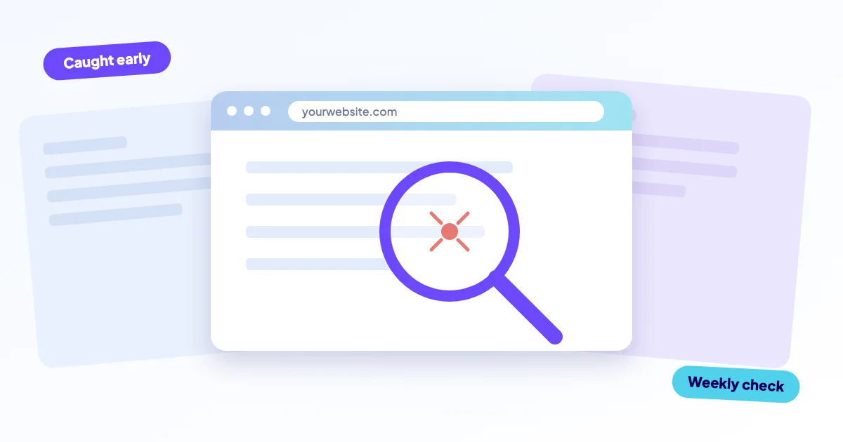 Magnifying glass over a web page finding a small red bug