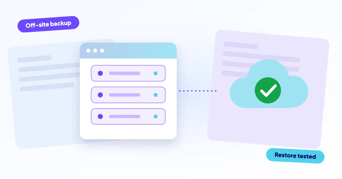 Backup copies of website data stored in different locations
