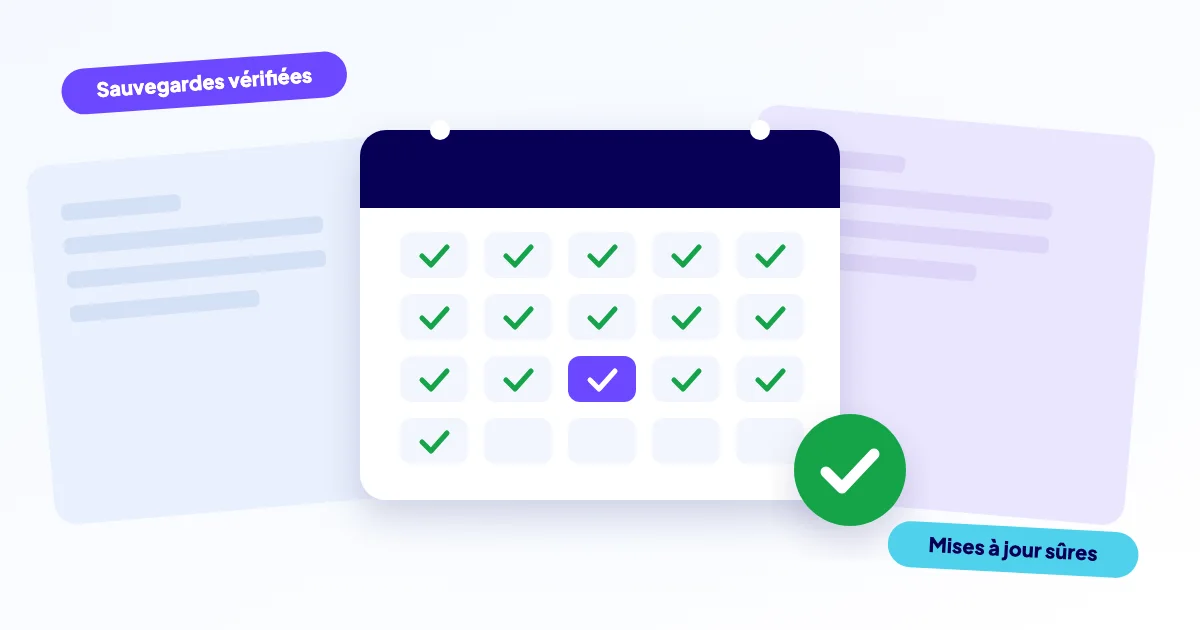 Calendrier de maintenance couvert de coches vertes avec une confirmation verte