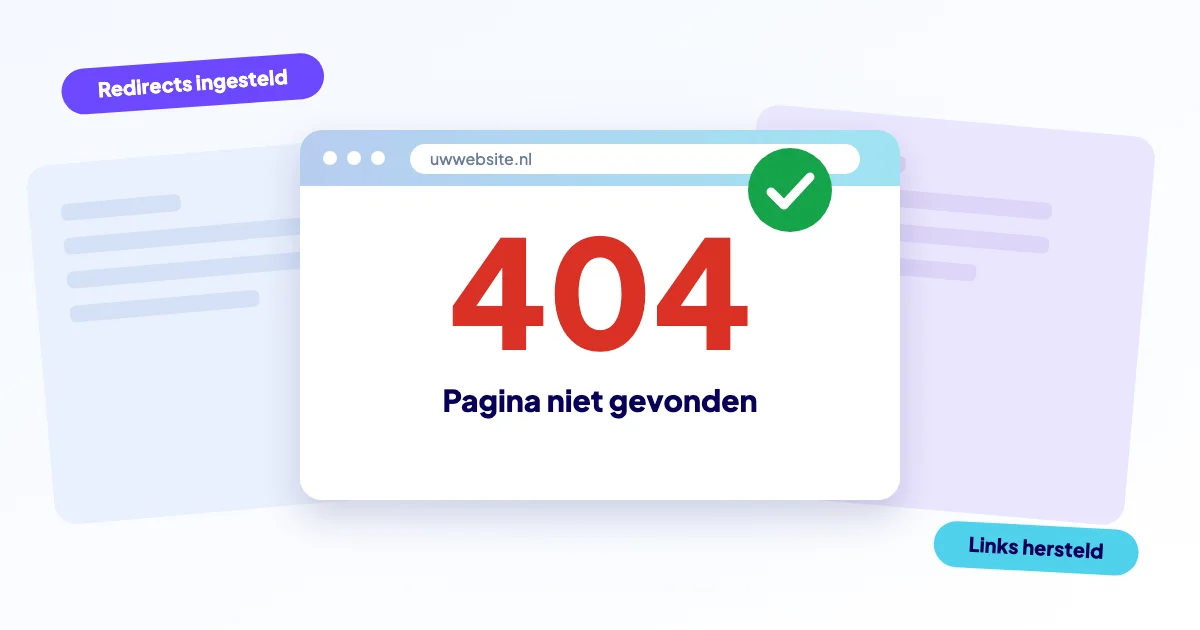 Foutpagina met een grote 404 en de tekst pagina niet gevonden