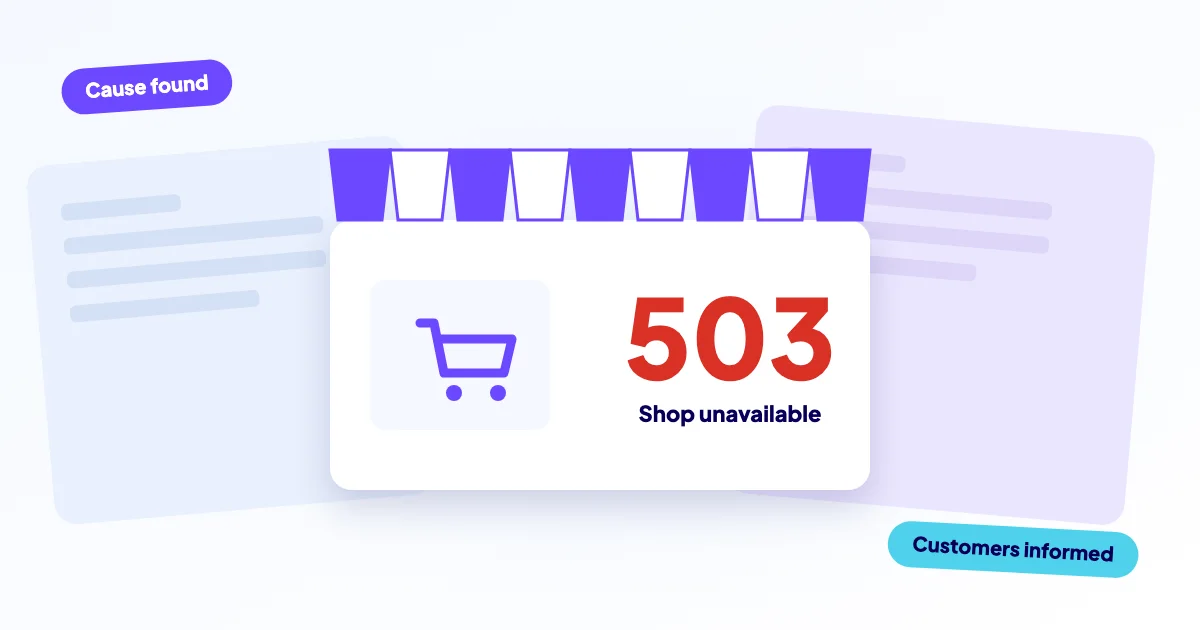Storefront with a shopping cart and a red 503 message