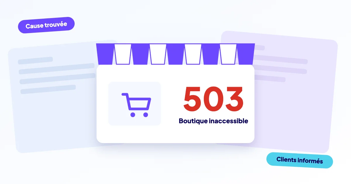 Devanture de magasin avec un caddie et un message rouge 503