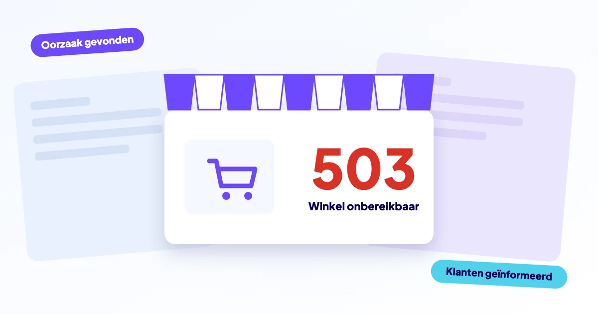 Winkelpui met een winkelwagen en een rode 503-melding